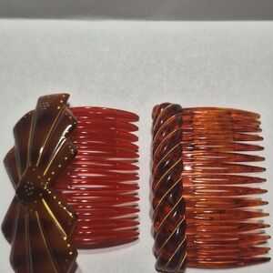 Amber Tortoiseshell Decorative Hair Comb - Women Accessories